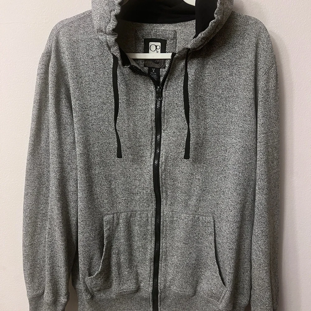 Vintage OP Gray Full-Zip Sweater with Hood 310
